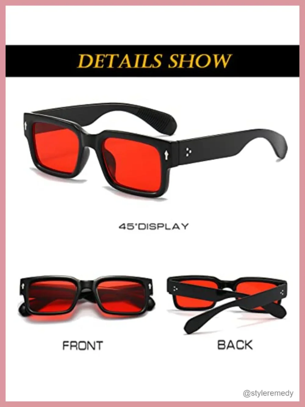 Vintage Chunky Rectangle Sunglasses UV400 Protection Unisex